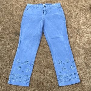 Gap Periwinkle Embroidered Capris